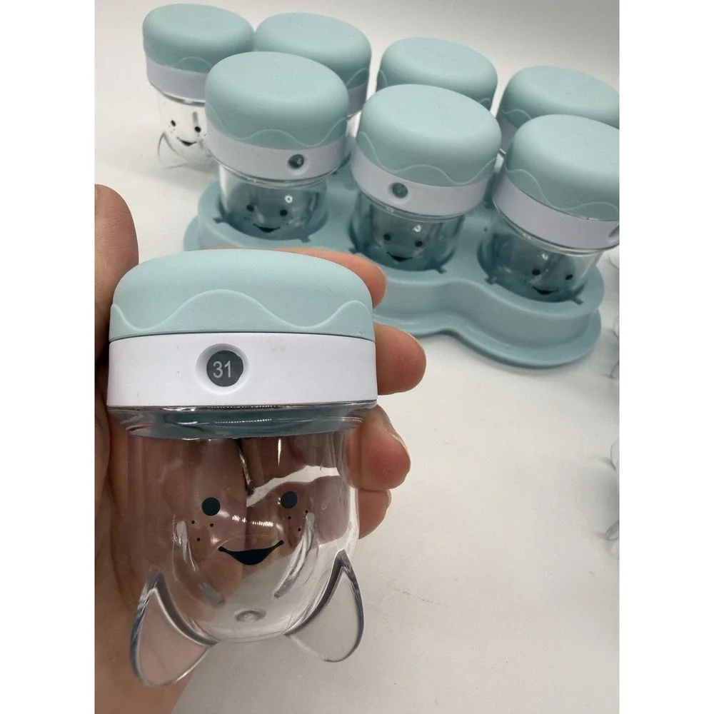 Baby Bullet Food Container With Lids Date Ring 12 Replacement Jars With 1 Tray